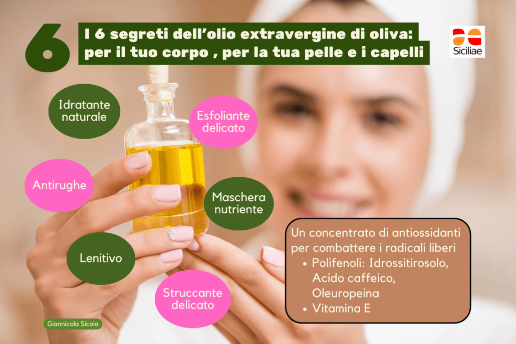I segreti dell'olio extravergine per il corpo, la pelle e i capelli | Arance e Olio Evo di Ribera dal tuo albero siciliano I segreti dell'olio extravergine per il corpo la pelle e i capelli